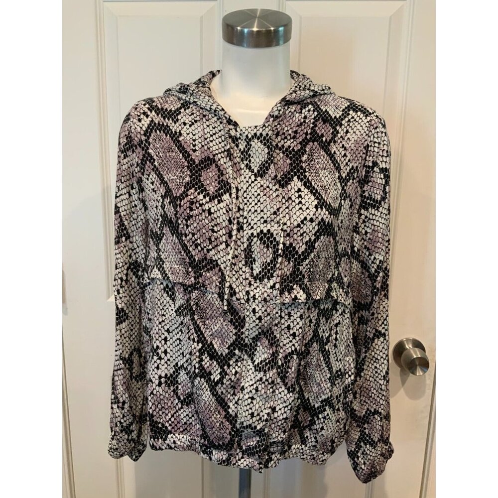 Chaser Black/White/Purple/Gray Snakeskin Hooded Zip-Up Jacket, Size M